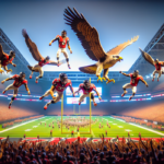 alt_text: Falcons triumph in Arizona sports event, celebrating victory under the stadium lights.