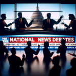 alt_text: Headline on TV: National News debates Pam Bondi's lobbying activities and their implications.