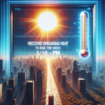 "alt_text": "Weather forecast screen showing an upcoming heat wave warning with rising temperatures."