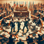 alt_text: Lawmakers in Minnesota's legislature engaged in intense discussion amid rising tension.